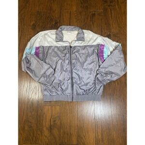 Vintage Sergio Tacchini Colorblock Track‎ Jacket Silver Purple Blue Mens 40 L